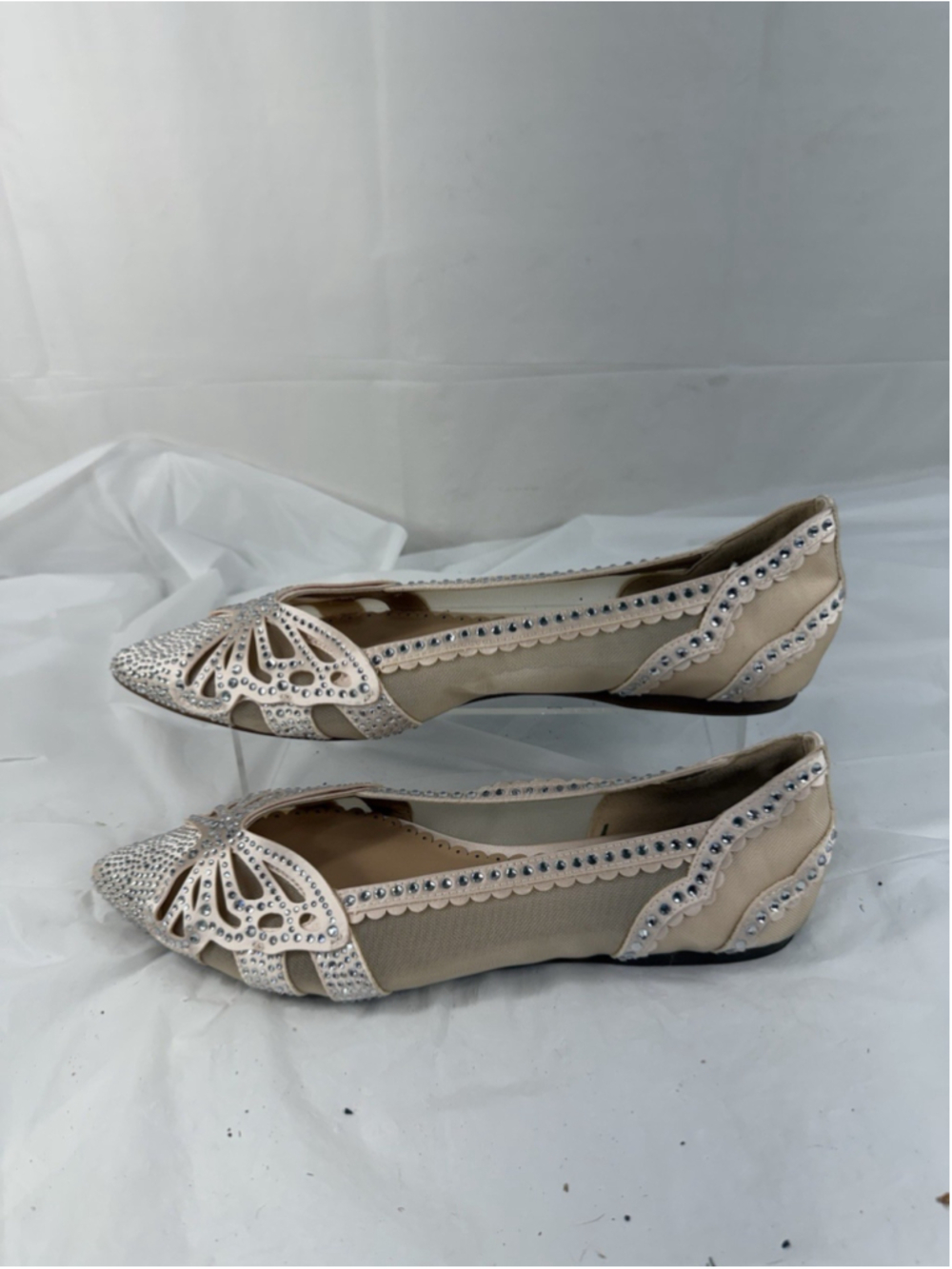 Copper Key Crystal Pointed Toe Butterfly Flat Shoes Womens 8M - Picture 9 of 15